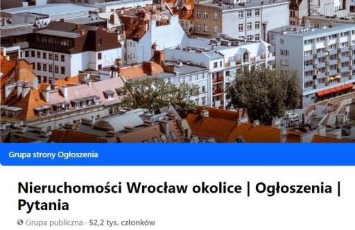 Zdjęcie oferty: Grupa Facebook Wrocław Nieruchomości