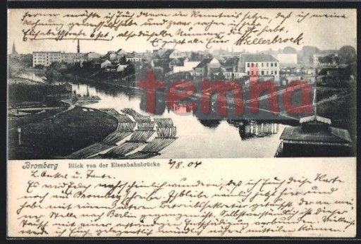 Zdjęcie oferty: BYDGOSZCZ Bromberg widok z mostu spław drewna 1904