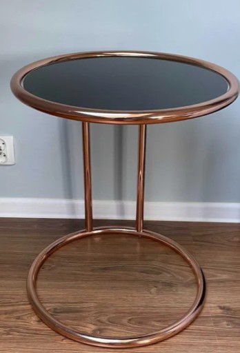Zdjęcie oferty: Okrągły stolik kawowy miedziana noga czarna szyba retro art deco