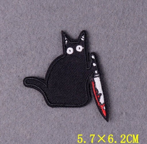 Zdjęcie oferty: Naprasowanka kot z nożem na plecak ubranie