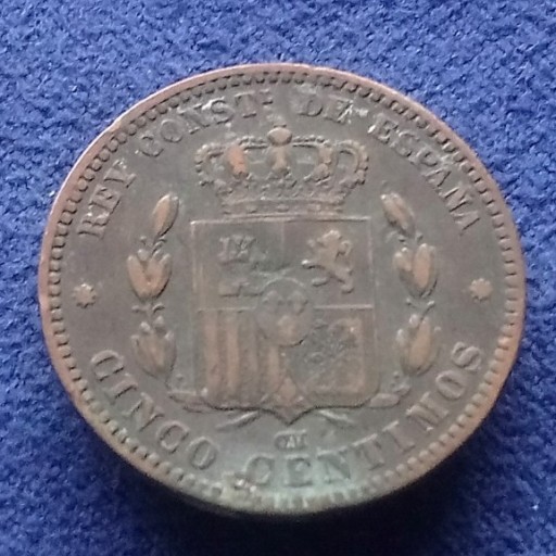 Zdjęcie oferty: A169 Hiszpania 5 centimos 1879