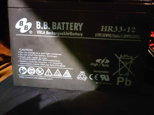 Zdjęcie oferty: Akumulator B.B. Batery HR33-12, 31Ah 132W 12V 10kg