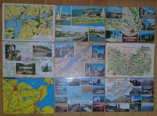 Zdjęcie oferty: 19 pocztówek tematycznych - mapa na pocztówce ...