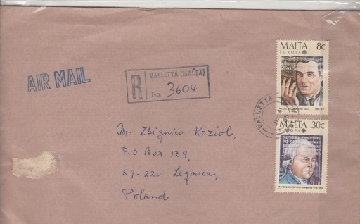 Zdjęcie oferty: MALTA kompozytor Europa  Cept list z  obiegu  