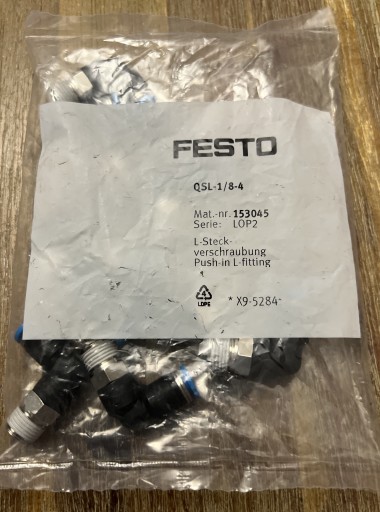 Zdjęcie oferty: Festo Złącze wtykowe-L QSL-1/8-4 10szt. Nowe