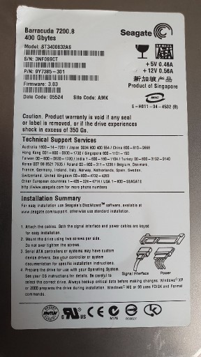 Zdjęcie oferty: Elektronika - dysk HDD 3,5'' - Seagate Barracuda ST3400832AS 7200.8