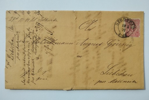 Zdjęcie oferty: List z miejscowości Sprottau z roku 1877