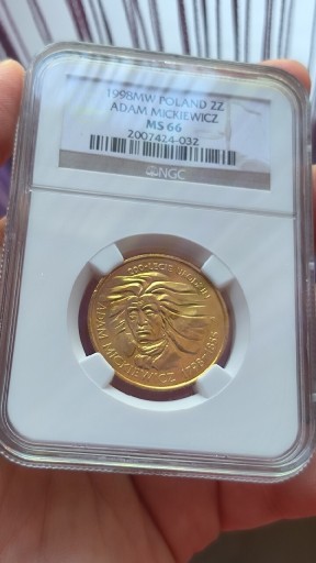 Zdjęcie oferty: 2 zł 1998 Adam Mickiewicz NGC MS66 