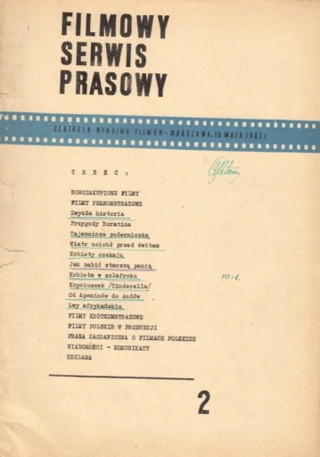 Zdjęcie oferty: Filmowy Serwis Prasowy nr 2/15 Maja 1961 r.