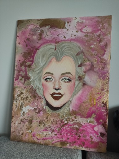 Zdjęcie oferty: Ręcznie malowana Marilyn Monroe 60x80 cm pozłacana