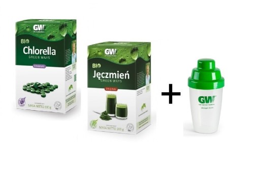 Zdjęcie oferty: Zestaw BIO Chlorella+Jęczmień Green Ways+szejker!