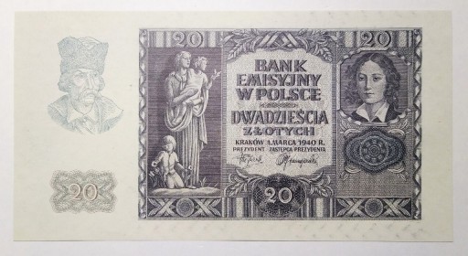 Zdjęcie oferty: 20 złotych 1940  bez serii i numeru