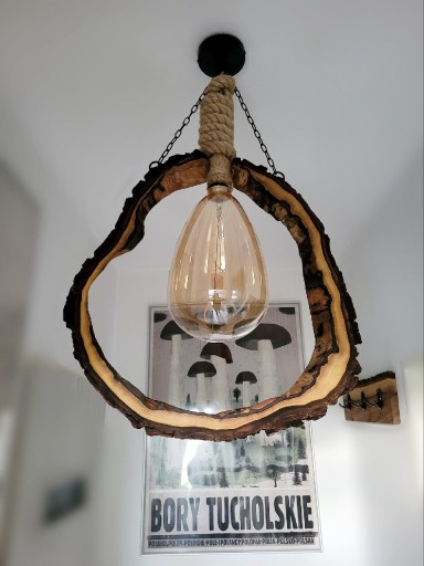 Zdjęcie oferty: Lampa wisząca orzech włoski plaster handmade loft