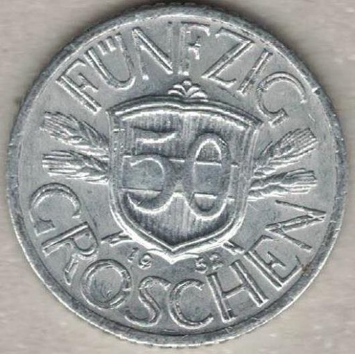 Zdjęcie oferty: Austria 50 groschen groszy 1952  22 mm  nr 2