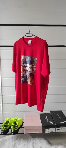 Zdjęcie oferty: T-shirt Męski Czerwony Bawełniany z Nadrukiem XL