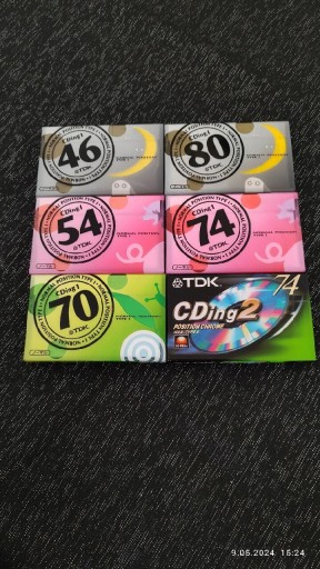 Zdjęcie oferty: 6 x Kasety TDK CDing1 46,54,70,74,80, CDing2 74.