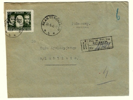 Zdjęcie oferty: Koperta z 1949r ze znaczkiem nr 452 