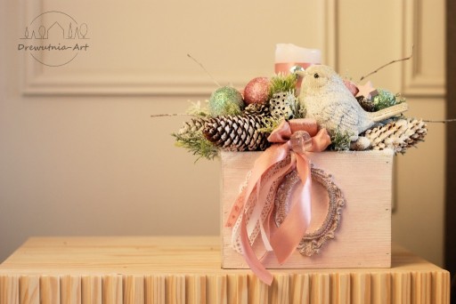 Zdjęcie oferty: stroik Boże Narodzenie święta stół różowy turkus