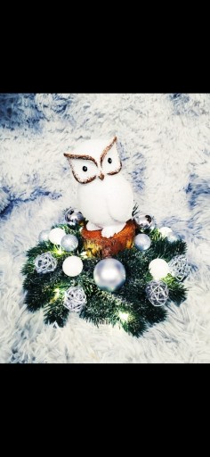 Zdjęcie oferty: Stroik dekoracja świąteczna sowa światełka 