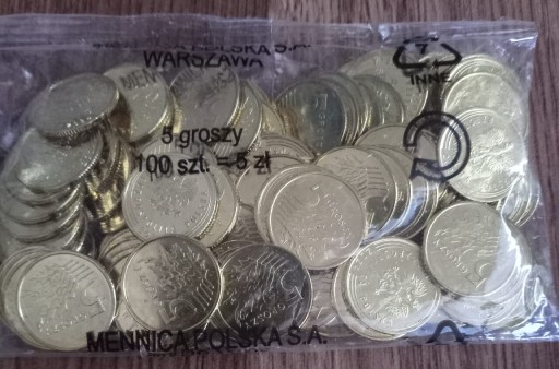 Zdjęcie oferty: 5 gr 2024 r. Woreczek 100 sztuk MW