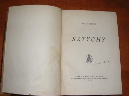 Zdjęcie oferty: JULJUSZ KLEINER - SZTYCHY 1925