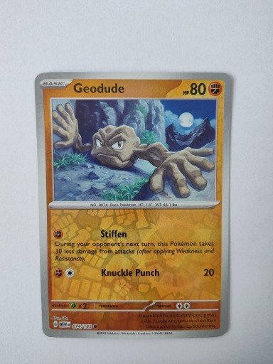 Zdjęcie oferty: Geodude 074/165 reverse holo - Pokemon 151