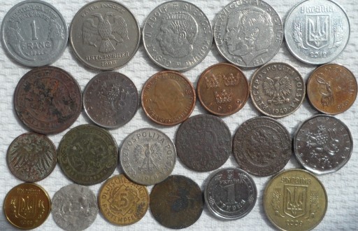Zdjęcie oferty: 20+ monet Polska Skandynawia Francja Ukraina Rosja