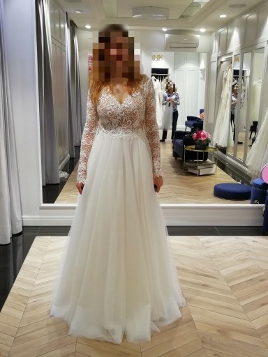 Zdjęcie oferty: Wyjątkowa suknia ślubna z długim rękawem roz. M/38