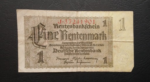 Zdjęcie oferty: Stary banknot Niemcy 1 marka 1937 rok