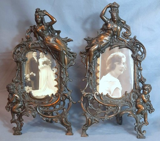Zdjęcie oferty: Para Wiktoriańskich Ramek Anglia XIX/XX Nimfy Putta