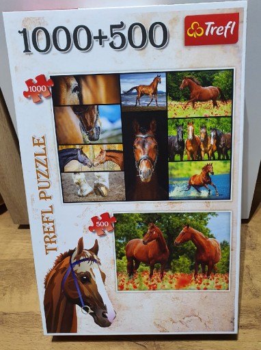 Zdjęcie oferty: Trefl Puzzle 2w1 1000 + 500 Konie i Konie na łące