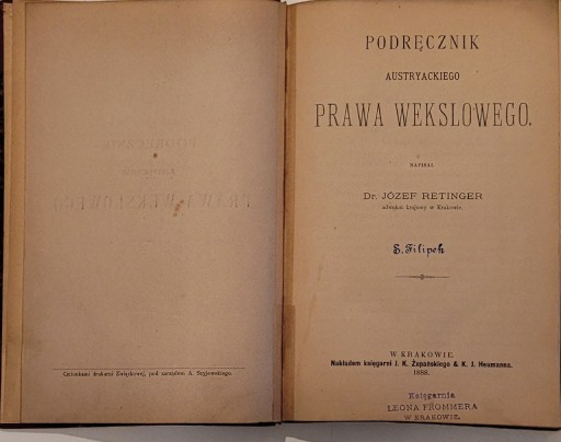Zdjęcie oferty: Podręcznik austryackiego prawa wekslowego z 1888r