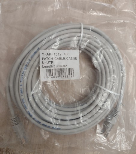 Zdjęcie oferty: Patch cord RJ 45 AK-1512-100 5e, 10m, szary 