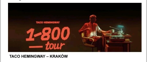Zdjęcie oferty: Bilet na koncert Taco Hemingway Kraków