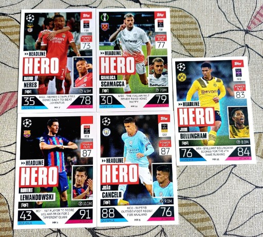Zdjęcie oferty: 5 kart bazowych z serii Headline Hero – Topps Match Attax 2023/2024