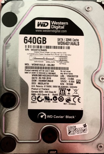 Zdjęcie oferty: Dysk WD 640Gb sprawny