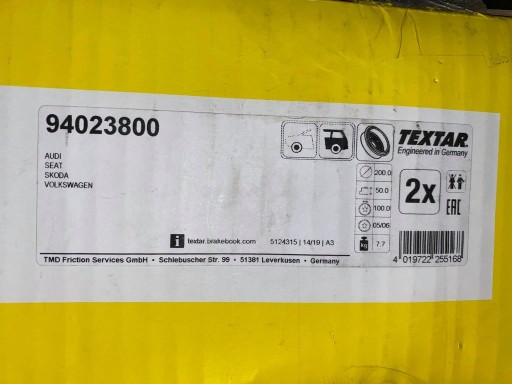 Zdjęcie oferty: Bębny kpl Textar 94023800 Skoda/Seat/Vw/Audi