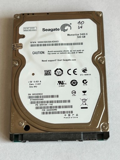 Zdjęcie oferty: Seagate 500GB HDD 2,5 ST9500325AS NR 10