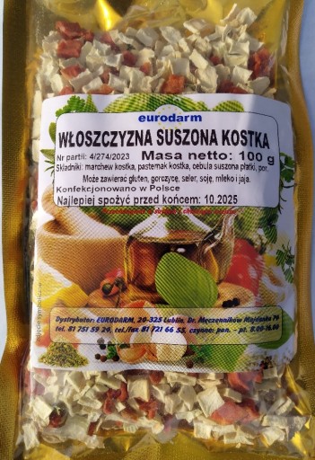 Zdjęcie oferty: włoszczyzna suszona kostka warzywna 100 g eurodarm