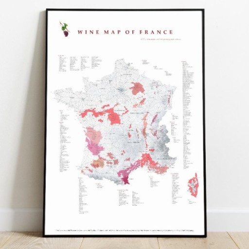 Zdjęcie oferty: Wino Francja regiony winiarskie 40x50cm kuchnia