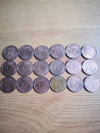 Zdjęcie oferty: Zestaw monet 5 euro cent, różne roczniki od 1999r.