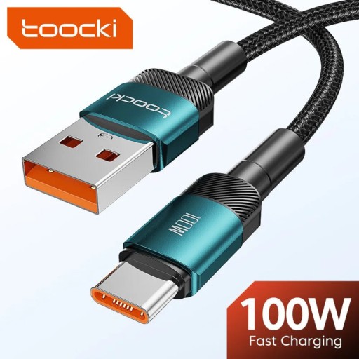 Zdjęcie oferty: Przewód 2m USB-C i USB Toocki kabel czarno-zielony