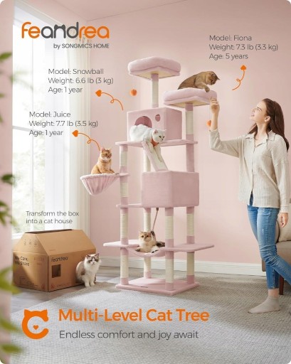 Zdjęcie oferty: Drapak 206cm Różowy Feandrea drzewko dla kota