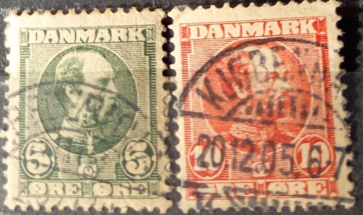 Zdjęcie oferty: Znaczki pocztowe Dania 1905/06r Król Christian IX.