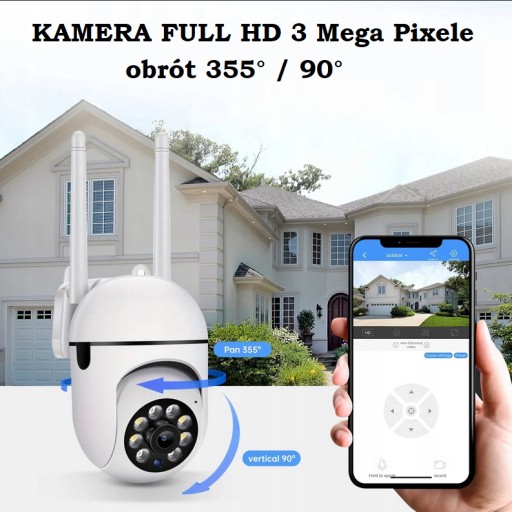 Zdjęcie oferty: KAMERA IP WIFI 2.4G Full HD 3MP CCTV obrotowa SD