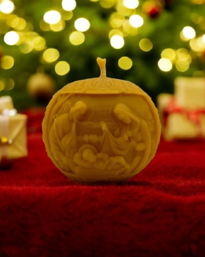 Zdjęcie oferty: Świeca z naturalnego wosku pszczelego Bombka Stajenka 1 Zielony Świecownik