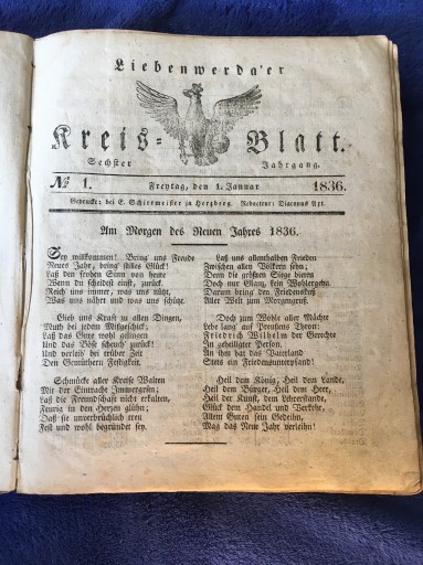 Zdjęcie oferty: Liebenwerda kreisblatt 1836 tygodnik CAŁY ROCZNIK!