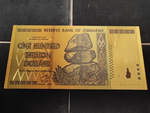 Zdjęcie oferty: Czarna folia złota 100 bilionów banknot 
