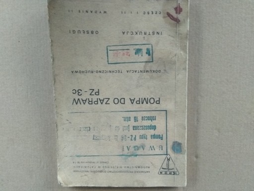 Zdjęcie oferty: Pompa do zapraw Pz-3C dokumentacja