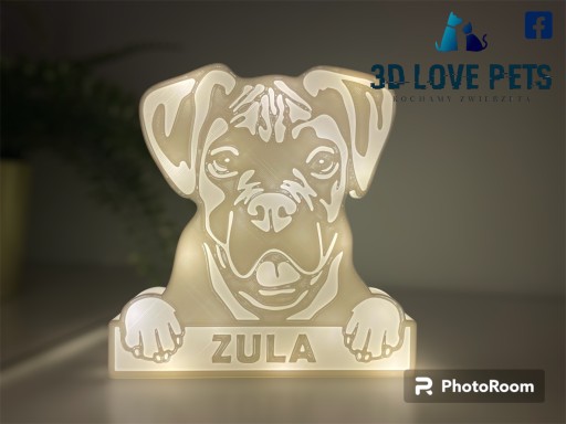 Zdjęcie oferty: Lampka, figurka 3D Love Bokser (imię psa)